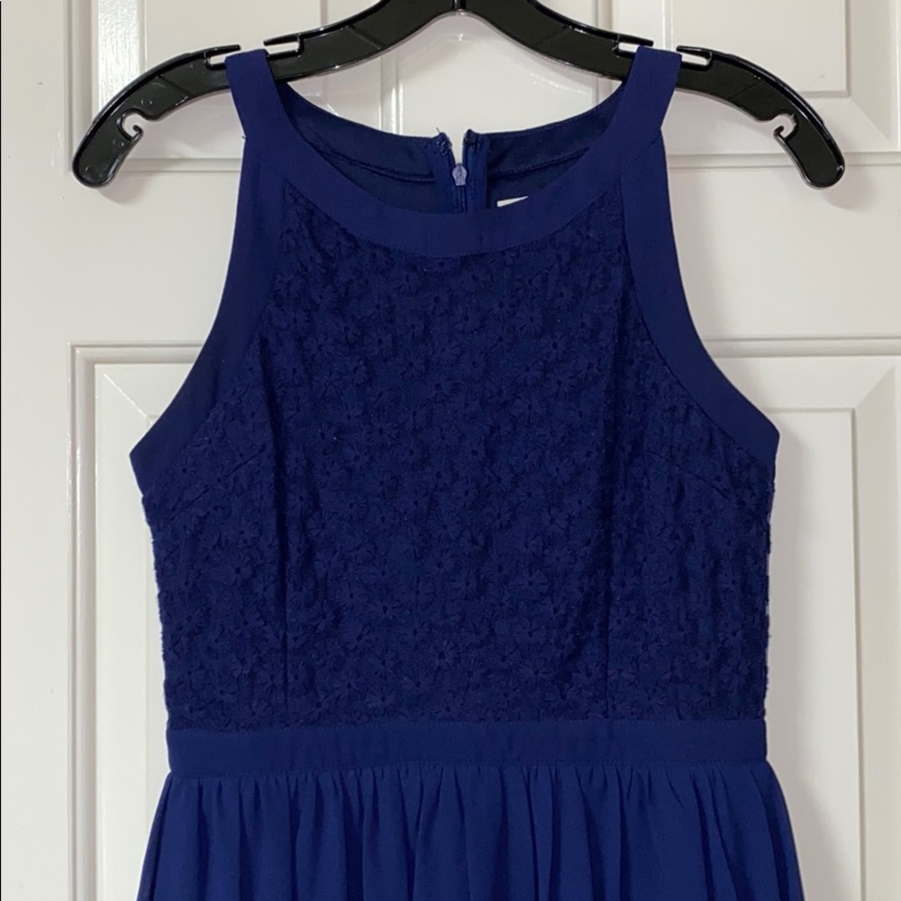 Miami Navy blue chiffon and lace dress